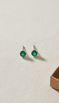Pendientes stud de oro blanco 18K y esmeraldas 2,6 Ct