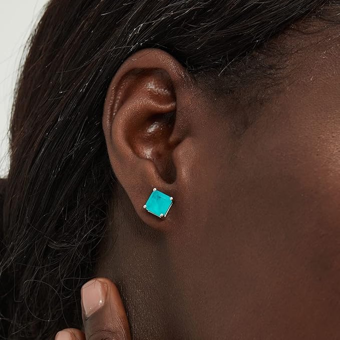 Pendientes stud de oro blanco 18K y turmalinas paraiba